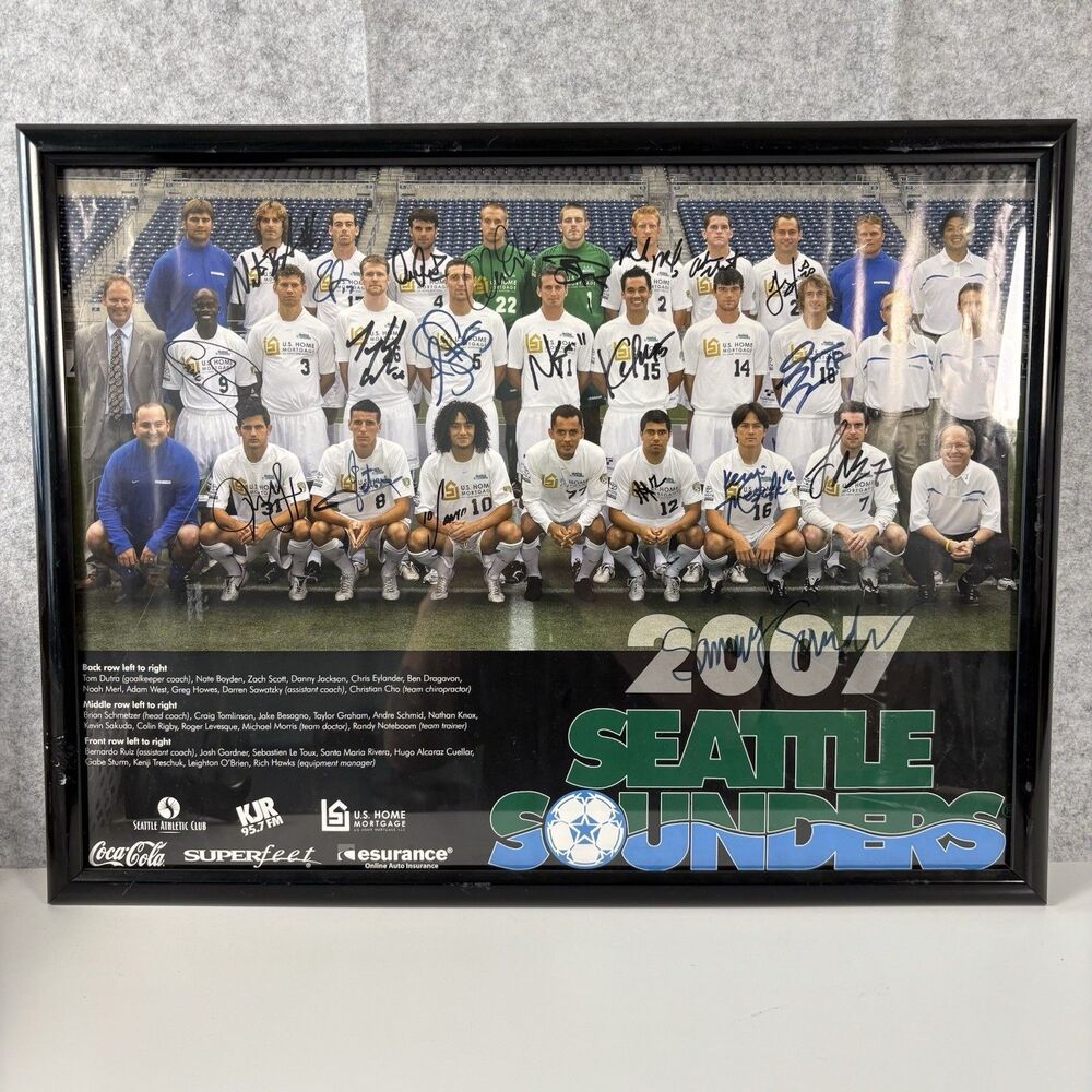 2007 Seattle Sounders FC Team Poster Signed Autographed Auto MLS Soccer Football